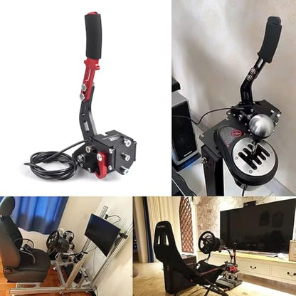 ZHSYMX USB Handbrake for 16Bit SIM PC Racing Games, Compatible with G27 G29 G920 G923 T500 T300 Simulate Linear Handbrake With Fixing Clip（Only PC System） Black - color: Black, size: With Fixing Clip