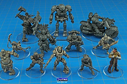 LITKO 50mm Round Bases | Compatible with Warhammer 40K | 1.5mm Clear | Set of 10 | Ultra-thin — terrain shows | For monsters & large models | Also fits Age of Sigmar | Laser-cut acrylic