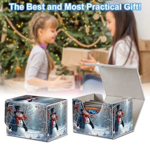 Snowman Deck Box for MTG Commander | Holds 100+ Double-Sleeved Cards | Strong Magnetic TCG Card Case for Collectible Games - color: Snowman