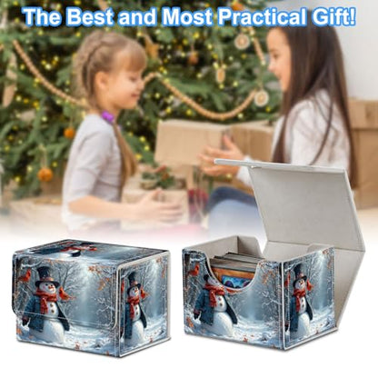 Snowman Deck Box for MTG Commander | Holds 100+ Double-Sleeved Cards | Strong Magnetic TCG Card Case for Collectible Games - color: Snowman