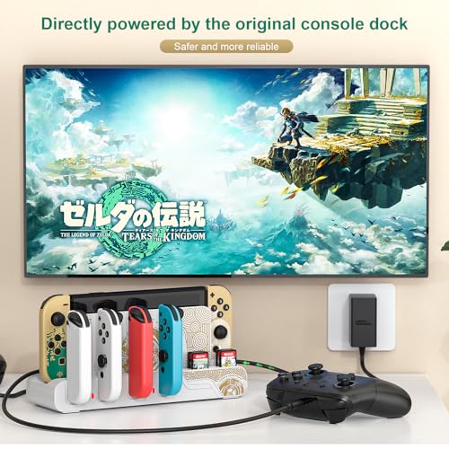 Switch Controller Charging Dock Compatible with Nintendo Switch OLED-The Legend of Zelda: Tears of The Kingdom Edition ＆ Switch Model Joycon, Switch Charging Station for 6 Joycons, Game Storage Stand - color: Tears of the Kingdom Edition