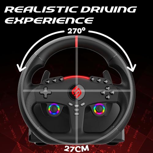 SUBSONIC Superdrive 270 GT Racing Wheel Xbox Series Switch 2/Switch PS4 PC | Steering Wheel, Dual Joysticks, Pedals, Gear Shifter for GTA 6 & Farming Simulator - Vibration, Diameter 27 cm, Rotation 270°