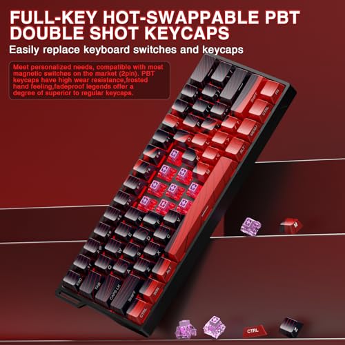 AULA WIN60 HE MAX - 60% Mechanical Gaming Keyboard Wired, Hall Effect Magnetic Switches Hot Swappable, Adjustable Actuation Rapid Trigger Mode, 8000 Hz Polling Rate, 60 Percent Keyboard Compact Design - color: Red