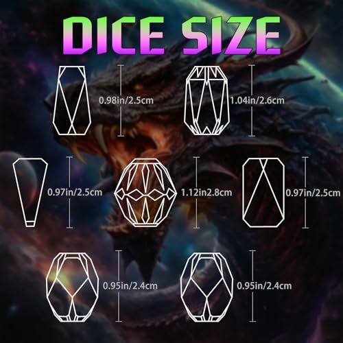 FONVGOGO DND Dice Set Metal - 7 Pcs Unique Cool Polyhedral D and D Dice with Cardboard Box for Dungeon and Dragons, RPG, Tabletop, Role Playing Games (Purple Green) - color: S Purple Green