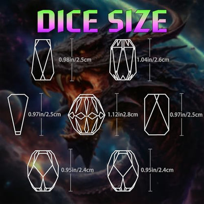 FONVGOGO DND Dice Set Metal - 7 Pcs Unique Cool Polyhedral D and D Dice with Cardboard Box for Dungeon and Dragons, RPG, Tabletop, Role Playing Games (Purple Green) - color: S Purple Green