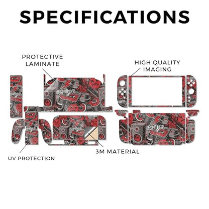 Glossy Glitter Gaming Skin Compatible with Nintendo Switch 2 Premium Kit - Red Hip Hop - Premium 3M Vinyl Protective Wrap Decal Cover - Easy to Apply | Crafted in The USA by MightySkins - color: Red Hip Hop, size: Switch 2 Premium Kit, style: Glossy Glitt