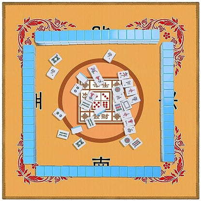 Mahjong Mat, Mahjong Table Mat for Tile Game, 31.5 in x 31.5 in Anti Slip and Noise Reduction Table Cover for Poker Card Board and Dominoes(Yellow) - color: C-yellow