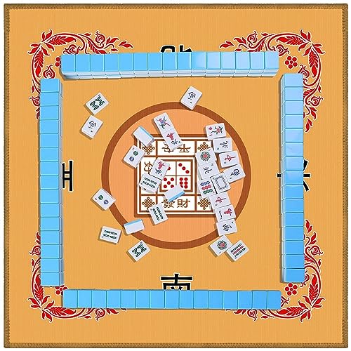 Mahjong Mat, Mahjong Table Mat for Tile Game, 31.5 in x 31.5 in Anti Slip and Noise Reduction Table Cover for Poker Card Board and Dominoes(Yellow) - color: C-yellow