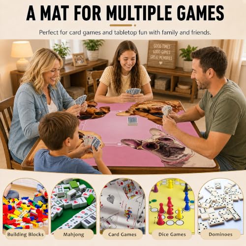 Funny Dog Mahjong Mat for Table Non-Slip Noise Reduction Gaming Mats with Carrying Bag, American Mahjong Table Cover for Poker Board Card Games Dominoes, 31.5” x 31.5” - color: Funny Dog