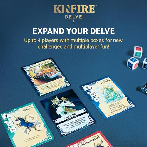Incredible Dream Kinfire Delve: Vainglory’s Grotto – Solo or 2-Player Tactical Card and Dice Game – Puzzle-Focused Fantasy Adventure – 60+ Minute Gameplay – Compact, Replayable, Ages 14+