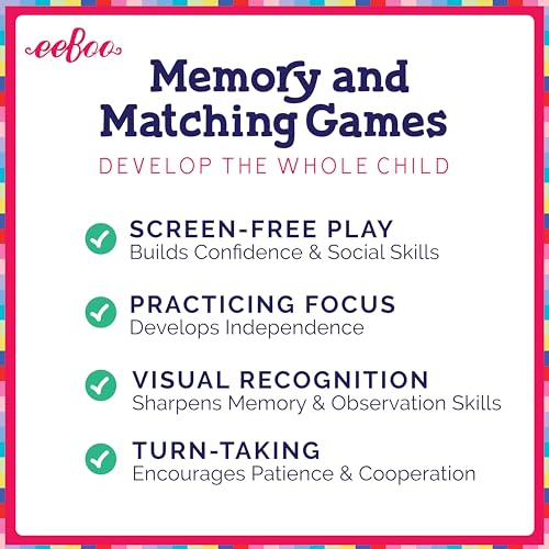 eeBoo I Never Forget a Face Memory & Matching Game, Ages 3+ for 1-4 Players | Game sharpens recognition, concentration & memory skills. Includes 48 tiles, 24 pairs. Engaging play for the whole family - style: I Never Forget a Face