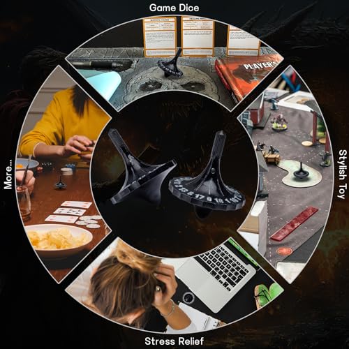 CZYY D20 Spinning Top Dice, EDC Fidget Desk Toy for Tabletop RPG Gamer | Spinning Top Design with D20 Numbers, 3D Printed Resin, Accessories for Tabletop Games, Desk Display & Gamer Gifts