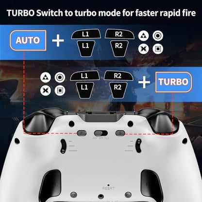 NBCP W1 Wireless Controller for PS5/Pro/Slim,Hall Effect Gamepad | Back Paddles & Macro,Bluetooth 5.0,6-Axis Gyro, Dual Vibration,Turbo,1000mAh, RGB Ring,3.5mm Jack,Speaker,for PS5 Pro/Slim/PC - color: White-PS5 Wireless