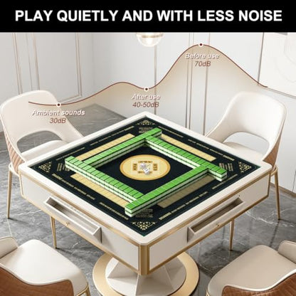 Black Mahjong Mat for Table with Rules, 31.5" x 31.5" Noise Reduction Non Slip Waterproof Mah Jong Table Mat with Carrying Bag, Suitable for Mahjong, Poker, Board Games, Dominoes, and Card Games - color: Black