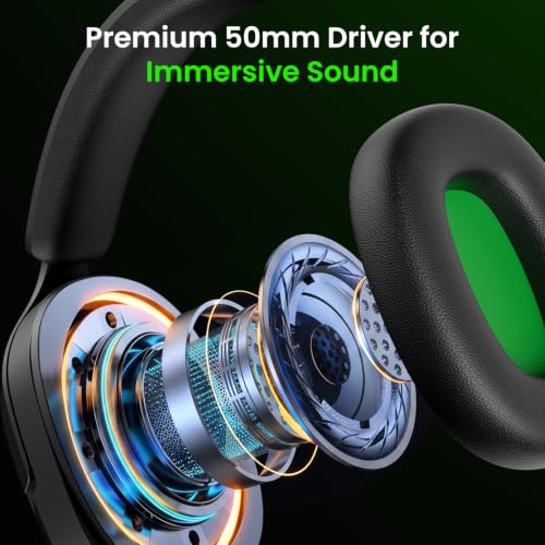 GlomTheia Flare X Wired Gaming Headset with Mic for Xbox Series S/X PS5 PC | 50mm driver, Flip-to-mute cardioid mic, 3.5mm audio jack