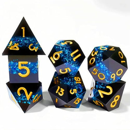 Dungeons and Dragons dice Set DND, polyhedral D&D Resin dice Set, Suitable for Role-Playing dice Game RPG Pathfinder DND dice Set - color: Ls-fine Sand Black Orchid
