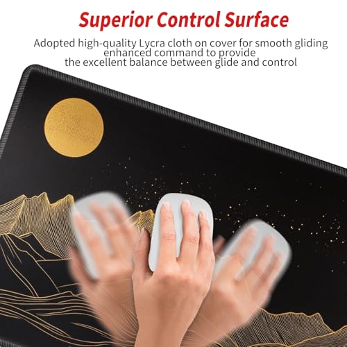 Large Mouse Pad Gaming Desk Pad Black and Gold Mountain Mousepad XXL Desk Mat 31.5''X15.75'' Extended Mouse Mat of Girl Desktop Work Computer - color: Gold Mountain, size: 31.5''x15.75''