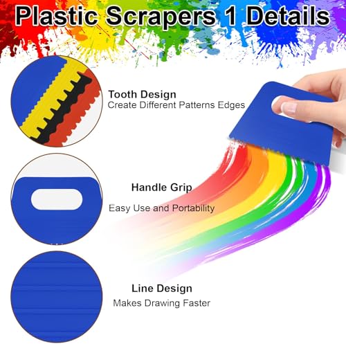 EEEKit 27 PCS Palette Knife Set, Stainless Steel Spatula Pallet Knife with Art Paint Brush, Plastic Scraper for Oil Canvas, Watercolor, Acrylic Painting