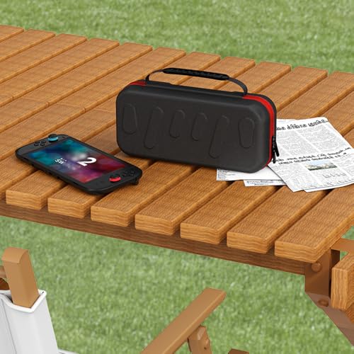 ADVcer Switch 2 Carrying Case with 24 Game Card Cartridges and Large Zipper Pocket, EVA Hard Shell Portable Travel Protective Case for Nintedo Switch2 Handheld Console, Controller & Accessories (Red) - color: Red