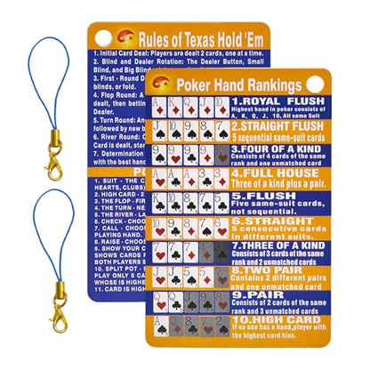 Poker Hand Rankings Chart – Large, Easy-to-Read Texas Hold’em & Omaha Reference Guide – Waterproof & Durable – Perfect for Beginners & Home Games (Blue) - color: Blue