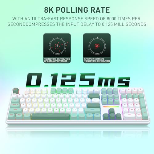 Redragon K745 HE Rapid Trigger Gaming Keyboard, 8K Wired Mechanical Keyboard w/Next-Gen UltraMag 100% POM Silky Magnetic Switch, Dual-Module Floating Patent Structure Design, 5-Layer Noise Dampening - color: Jade Cloud (HE Version), size: 108 Keys