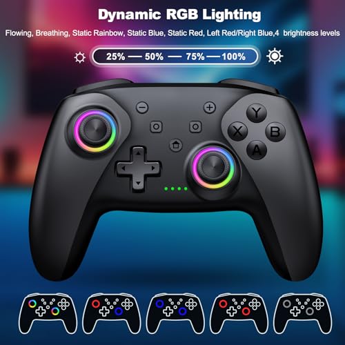 ELISWEEN Wireless PC Gaming Controller with Hall Effect Joysticks, PC Controller with 4 Programmable Back Buttons, Dual Vibration, 1000mah Battery | Compatible with PC/Switch/Android/iOS-Black - color: Black + USB Receiver