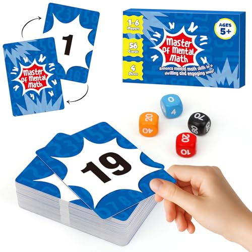 Aizweb Math Games for Kids - Addition, Subtraction, Multiplication, Division Flash Cards - Educational Learning Counting for Homeschool, Classroom, Travel - Indoor Outdoor Dice Family Game - style: Mental Math