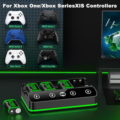 Rechargeable Xbox Controller Battery Pack Charging Station,4x6200mWh Xbox Battery Pack with Fast Charging Station - style: RGB 4 Batteries Bundle