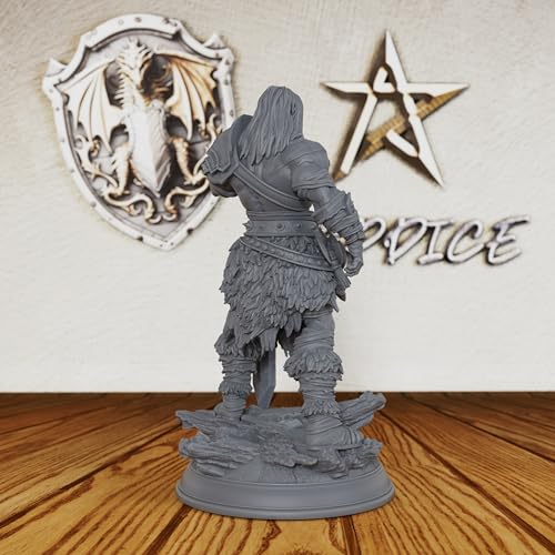 AUSPDICE 32mm DND Miniature Goliath Barbarian with Massive Sword, AS144 | Unpainted Fantasy Miniature for DND RPGs, Tabletop Skirmish and Army Building, Giant Warrior Figure for Game Masters