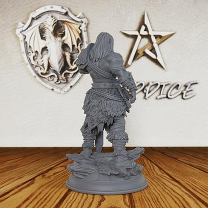 AUSPDICE 32mm DND Miniature Goliath Barbarian with Massive Sword, AS144 | Unpainted Fantasy Miniature for DND RPGs, Tabletop Skirmish and Army Building, Giant Warrior Figure for Game Masters