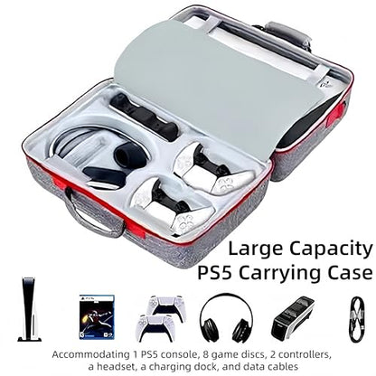 Carrying Case for PS5, Hard Shell Travel Carry Case Compatible with Playstation 5 Console, Thickened Protective Travel Bag w/ Shoulder Strap, for Console, Controllers, Headset, Gaming Accessories