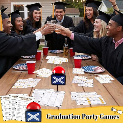Graduation Friendly Feud Game with 2 Answer Buzzers, Fun Family Grad Party Board Games for Adults Feud Card Trivia Quiz Activities for Holiday Party Family Office Group Team Building - style: Graduation