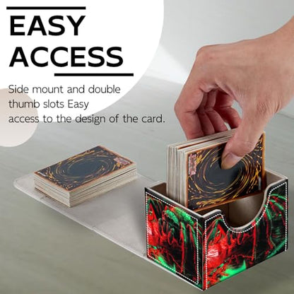 Trading Card Storage Box, Holds 100+ for MTG Cards, PU Leather with Magnetic Closure, Neon Tarantula on Reflective Surface Durable Deck Box for Magic the Gathering, Trading Card Games - color: Neon Tarantula on Reflective Surface