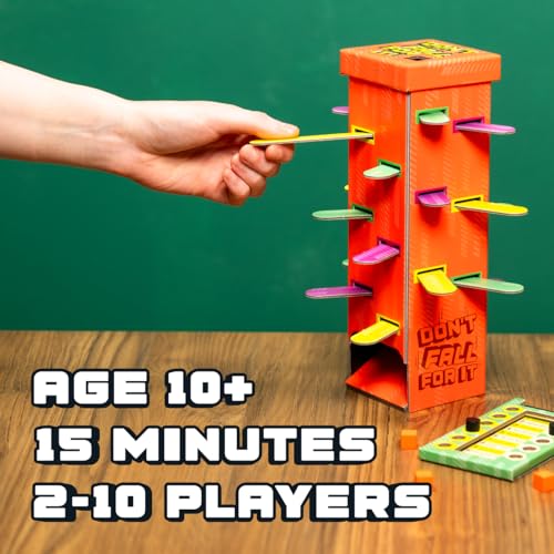 Don't Fall for It - The Hilarious Tower Trivia Game for Ages 10 and up. Fun and Easy Board Game for 2+ Players, Perfect for Families and Kids and Game Night. - style: Orange Version (Same Content)