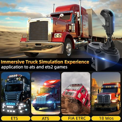 Besilo USB Truck Simulator Shifter for PC, Compatible with Logitech G25/G27/G29/G923, Thrustmaster TH8A – 18-Speed Gear Shift Lever for ATS & ETS2 – Semi Truck Shifter for Sim Racing Games