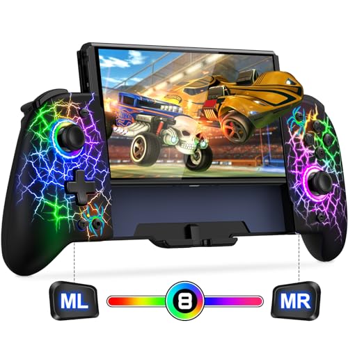 Gammeefy Switch Controller – Hall Effect Joysticks & Enhanced Grip – One Piece Switch Joypad Replacement Switch Pro Controller with 8-Color RGB Lighting, Turbo, Macros - Spider Web, 6.2"/7" - color: Spider Web, size: 6.2"/7"