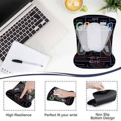 MEGREZ 4-in-1 Mouse Pad with Wrist Rest Ergonomic Memory Foam Desk Mat Set | ergonomic, anti-slip base, 4pcs set, desk pad, mouse wrist rest, keyboard rest, coaster, ideal for office & gaming - color: Black