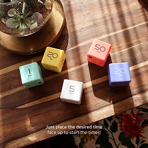 mooas Cube Timer, Flip, Block, Productivity, Time Management (White) | 5/15/30/60 Min Countdown Timer, Battery Operated, 2-Level Alarm Vol, Easy to Use, ADHD, Exercise, Study, Cooking - color: White