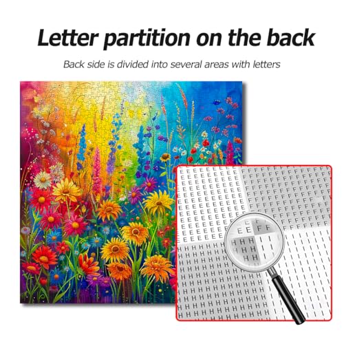 Bgraamiens Rainbow Flowers Garden 1000 Piece Puzzle for Adults,Hard Color Challenge for Wall Decro - color: Rainbow Flowers Garden