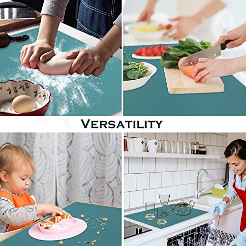 Extra Large Dark Green Countertop Mat - Silicone Table Kitchen Desk Mat - Non-Slip & Heat Resistant - Dinner Placemat Pastry Dough Rolling Mat - color: 01-dark Green, size: 23.6"L x 15.7"W