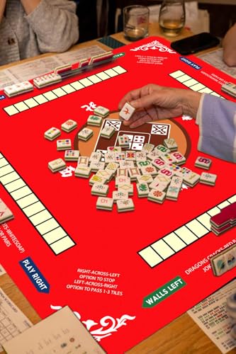 Mahjong Mat with Rule, 31.5x31.5Inch American Mahjongg Table Mat (Red) | Anti-Wrinkle&Foldable Neoprene Mahjongg Travel Mat for Table with Learning Rule, Anti-Slip Noise Reduction Includes Carry Bag - color: Red
