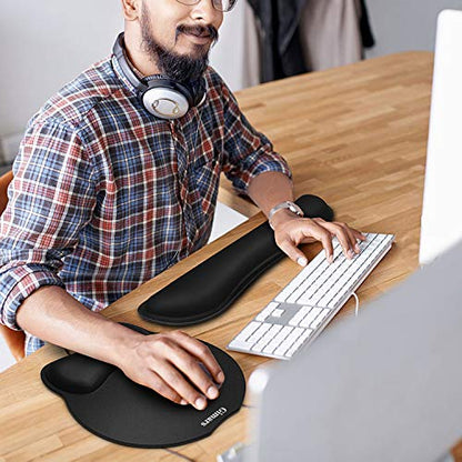 Gimars Upgrade Enlarge Superfine Fibre Soft Smooth Gel Ergonomic Mouse Pad Wrist Support and Keyboard Wrist Rest for Computer, Laptop, Mac, Gaming and Office, Durable, Comfortable and Pain Relief - color: Black