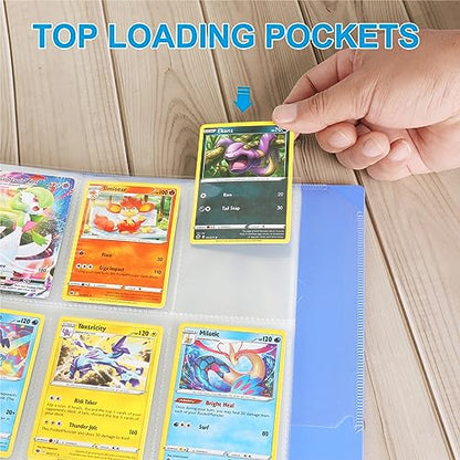ABLY 720 Pocket Double Sided Card Sleeves, 9-Pocket, for 3 Ring Binder | 40 pages, trading card protector sheets for Pokemon, baseball, Skylanders, clear plastic, fit 3-ring binder - size: Double-Sided
