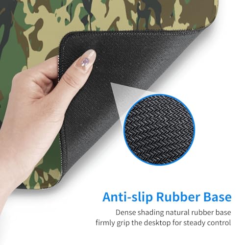 Gaming Mouse Pad, Large Green Camouflage Mousepad Laptop, Extended Camo Mouse Mat, Long XL Waterproof Keyboard Pads, Big Non-Slip Mousepads for Game Office Home, 31.5 x 11.8 in - color: Green Camouflage
