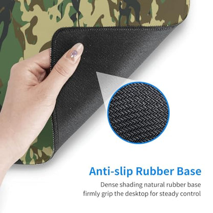Gaming Mouse Pad, Large Green Camouflage Mousepad Laptop, Extended Camo Mouse Mat, Long XL Waterproof Keyboard Pads, Big Non-Slip Mousepads for Game Office Home, 31.5 x 11.8 in - color: Green Camouflage