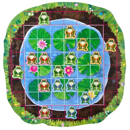 eeBoo Frog Hopkins Shaped Board Game - Award Winning Spatial Strategy & Frog Hopping Game, Screen-Free Fun for 2-4 Players, Kids Ages 4 and up - style: Frog Hopkins