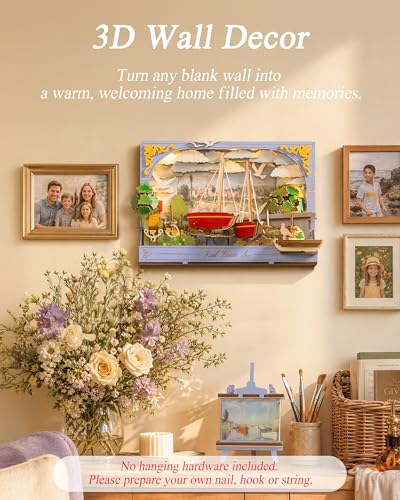 3D Wooden Puzzles for Adults - DIY Model Building Kits Ship Crafts with LED Light - Home Decor, Wall Art & Unique Creative Gifts for Art Lovers (Red Sailboat) - style: Red Sailboat