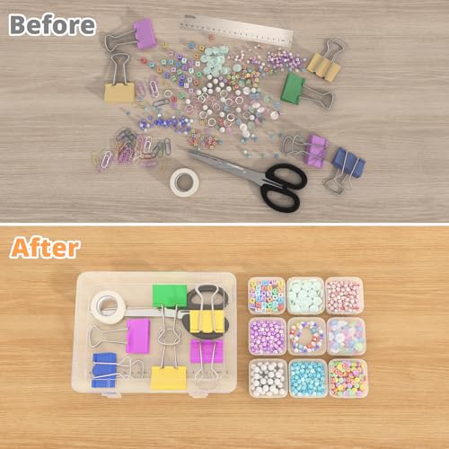 Mathtoxyz Bead Organizer Box, 30Pcs Small Beads Organizers and Storage Plastic Cases Mini Clear Dimond Storage Containers Boxes with Hinged Lid and Rectangle for Bracelet Making DIY Jewelry Craft Nail - size: Clear - 1P