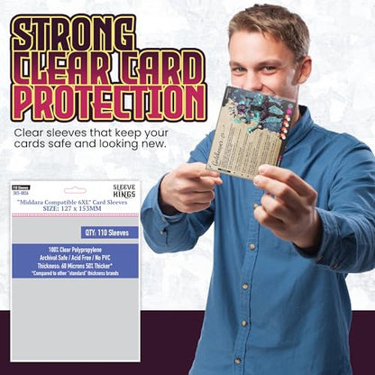 Sleeve Kings Standard Card Sleeves – 110 Count, Clear 60 Micron Thickness, XXL Size (127 x 153 mm), Compatible with Middara & More – SKU: SKS-8836 - size: 127 x 153 mm, style: Middara Compatible 6XL