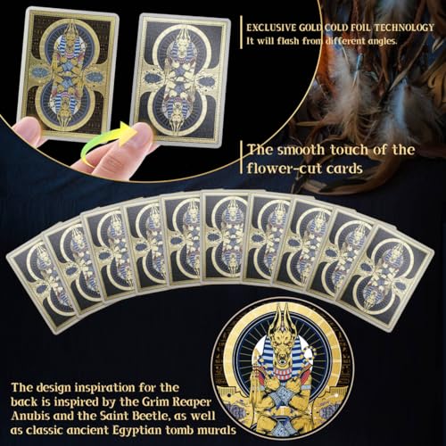 WJPC Ancient Egypt Playing Cards，Gold Cold Foil Playing Cards,Deck of Cards ，Game and Party Gift Giving Poker Cards (Ancient Egypt) - color: Cold Gold